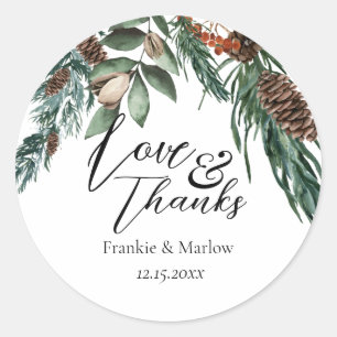 Adesivo Redondo Inverno Aquarela Verde Pinheiros Berries