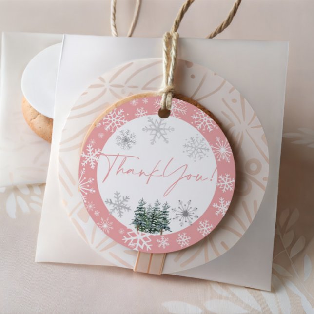 Adesivo Redondo Inverno Blush Obrigado Sticker (Criador carregado)