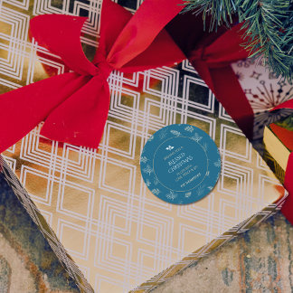 Adesivo Redondo Inverno branco elegante deixa azul