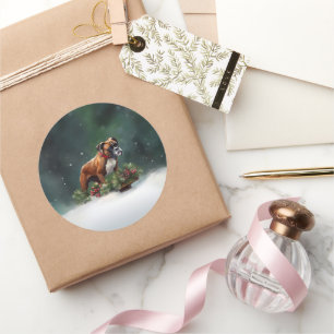 Adesivo Redondo Inverno de neve de Natal Boxer