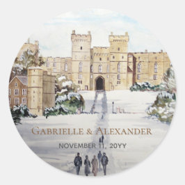 Adesivo Redondo Inverno de Windsor Castle Painting Weds