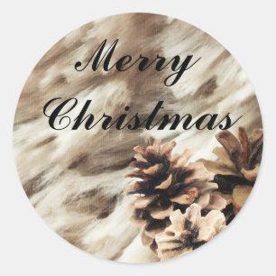 Adesivo Redondo Inverno Deseja Pineges de Feriado Russo Quente