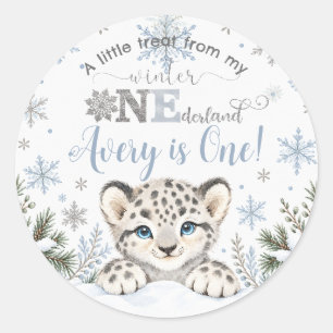 Adesivo Redondo Inverno Onederland Animais Árticos 1º Aniversário