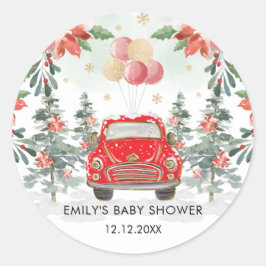 Adesivo Redondo Inverno Poinsettia Greeneric Drive by Party