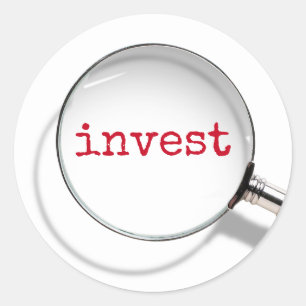 Adesivo Redondo Investir Texto Sob Lupa