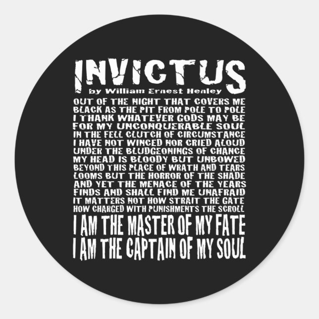 Adesivo Redondo Invictus Poem (Frente)