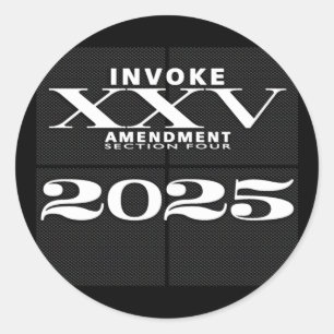 Adesivo Redondo Invocar a alteração 2025 relativa à 25 (wht)