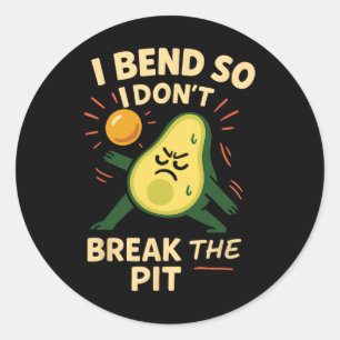 Adesivo Redondo Ioga de Abacate Engraçado Namaste Pun Fitness Sede