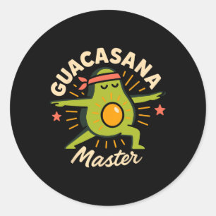 Adesivo Redondo Ioga de Abacate Engraçado Namaste Pun Planta Fitne