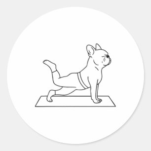 Adesivo Redondo Ioga de Bulldog Francês Engraçado Frenchie 
