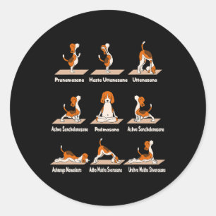 Adesivo Redondo Ioga de Cães - Exercícios Poses Lance Meditativo D