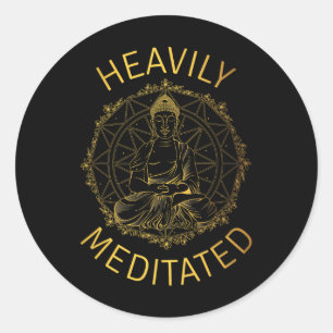 Adesivo Redondo Ioga de Meditação Profundamente Meditada Guerreiro