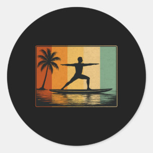 Adesivo Redondo Ioga de Standup Paddle Board Para Homens Surf Vint