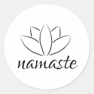 Adesivo Redondo Ioga escrita à mão da flor de Namaste Lotus