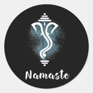 Adesivo Redondo Ioga Ganesha Chakra Namaste Energia Lótus Carma Om