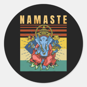 Adesivo Redondo Ioga - Ganesha - Meditação Espiritual - Namaste -