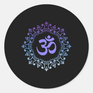 Adesivo Redondo Ioga Iogue Nova Era Mandala Meditação Reiki Roxo