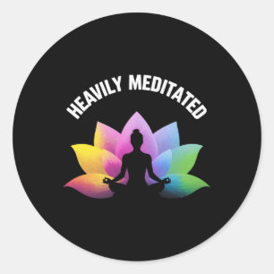 Adesivo Redondo Ioga Lótus Meditado Pesadamente Relaxar Lança Espí