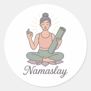 Adesivo Redondo Ioga Meditação Mindfulness Lótus Calma Energia Nam