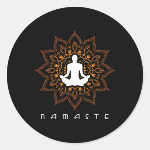 Adesivo Redondo Ioga - Namaste Mandala Budismo Hinduísmo Meditação