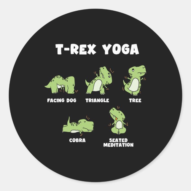 Adesivo Redondo Ioga T-rex (Frente)
