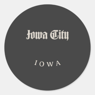 Adesivo Redondo Iowa City White Font