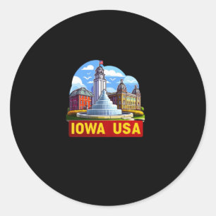 Adesivo Redondo Iowa In Usa Sticker
