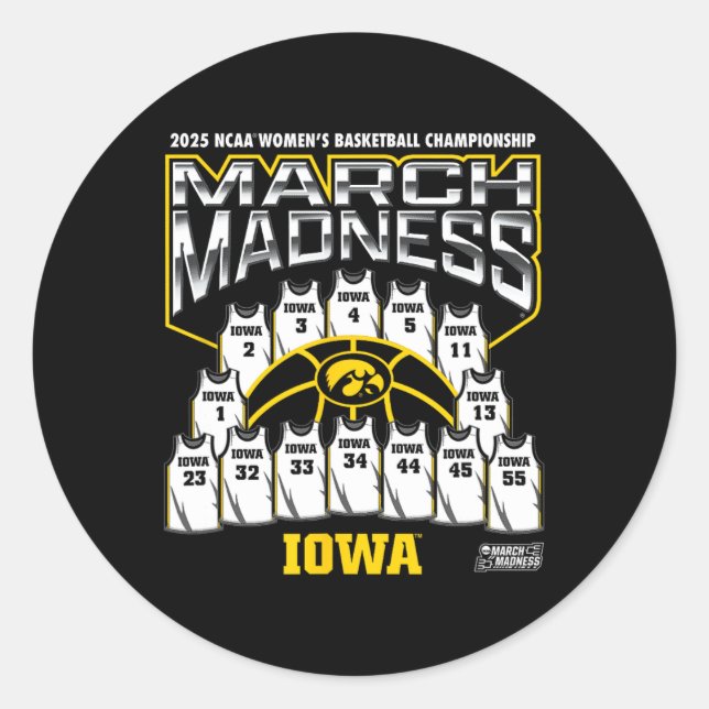 Adesivo Redondo Iowa March Madness 2025 Women's Sketll Nil  (Frente)