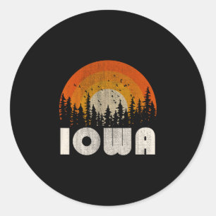 Adesivo Redondo Iowa - natureza engraçada vintage caminhada 60s 70