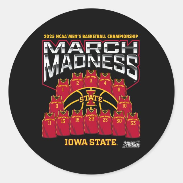 Adesivo Redondo Iowa State March Madness 2025 Men's Sketll Nil  (Frente)