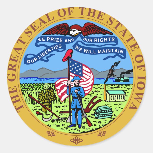 Adesivo Redondo Iowa State Seal (Frente)