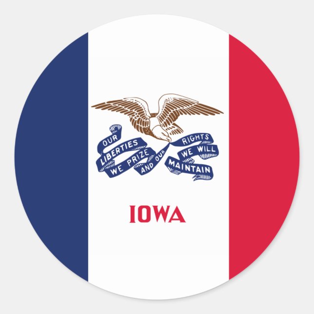 Adesivo Redondo Iowan Flag, Flag de Iowa (Frente)