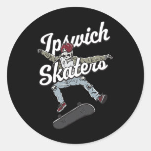 Adesivo Redondo Ipswich Skater Patinação Engraçado Skate Humo