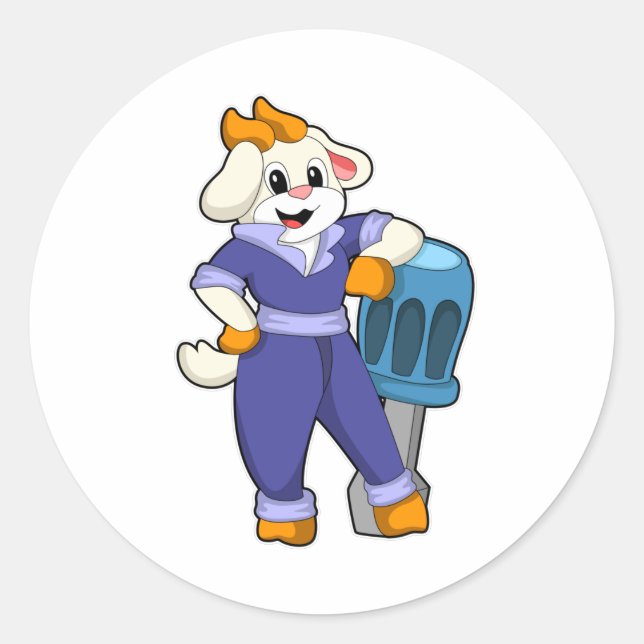 Adesivo Redondo Ir como mecânico com chave de fenda (Frente)