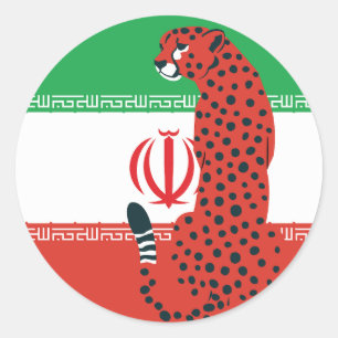 Adesivo Redondo Irã Cheetah Bandeira Nacional Iraniana