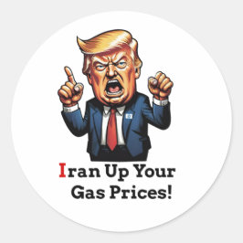 Adesivo Redondo "Iran Aumentou os Preços da Gasolina!" Caricatura