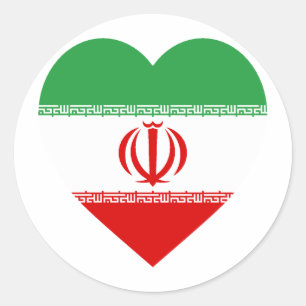 Adesivo Redondo Iran Flag Heart