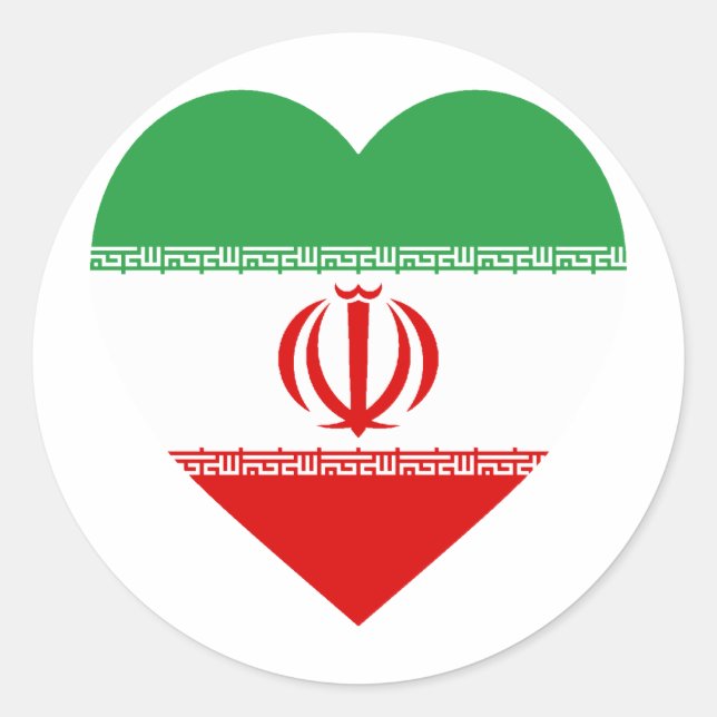 Adesivo Redondo Iran Flag Heart (Frente)