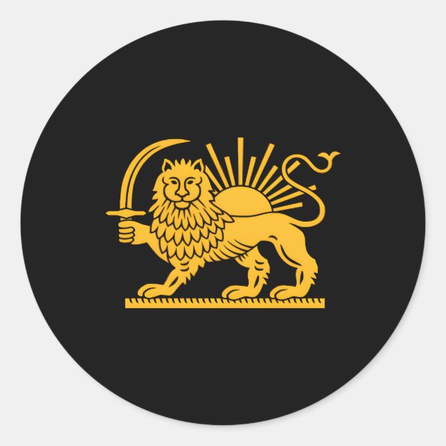 Adesivo Redondo Iraniano Lion Sun Achaeid Empire Safavid dinastia (Frente)