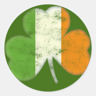 Adesivo Redondo Ireland Flag Shamrock