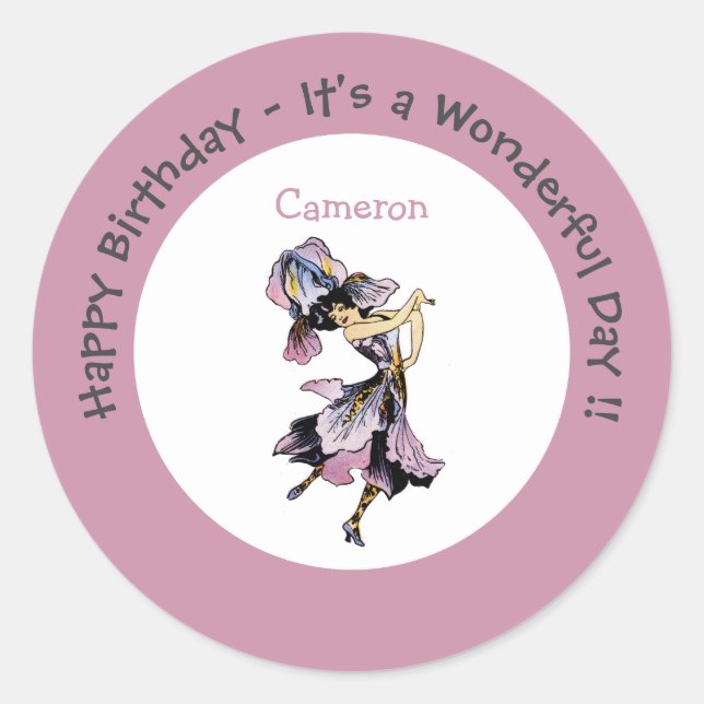 Adesivo Redondo Íris - Abastecimento da Flor Whimsical Fleur-de-Li (Frente)