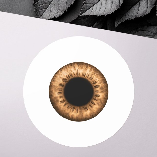 Adesivo Redondo Íris castanho-olhal brincadeira engraçada olhos pi (Eyeball brown iris eye funny prank joke novelty classic round sticker)