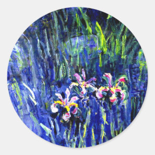 Adesivo Redondo Irises, famosa pintura floral de Claude Monet,