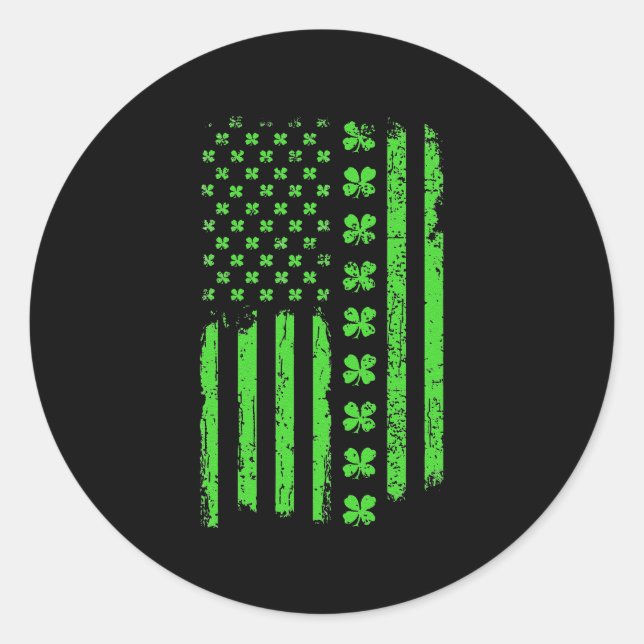 Adesivo Redondo Irish American Shamrock Flag St Patricks Paddy (Frente)