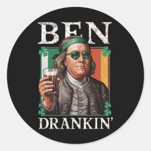 Adesivo Redondo Irish Ben Drankin Beer - Pattys Men And Women 1
