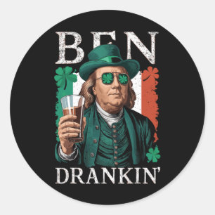 Adesivo Redondo Irish Ben Drankin Beer - Pattys Men And Women 6
