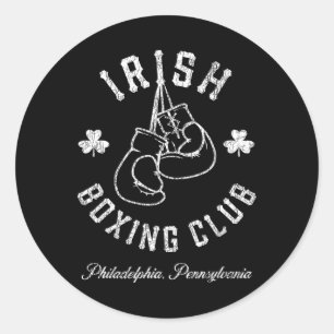 Adesivo Redondo Irish Boxing Club - Filadélfia das luvas de boxim