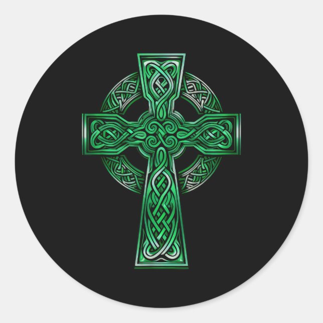 Adesivo Redondo Irish Celtic Cross Knot Christian Holy Trinity Sco (Frente)