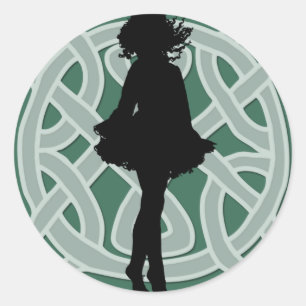 Adesivo Redondo Irish Dancer Celtic Green Sticker