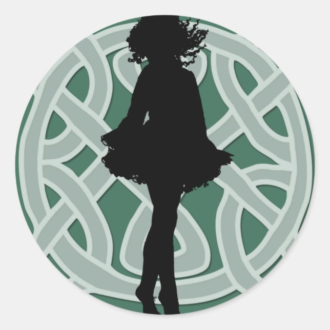 Adesivo Redondo Irish Dancer Celtic Green Sticker (Frente)